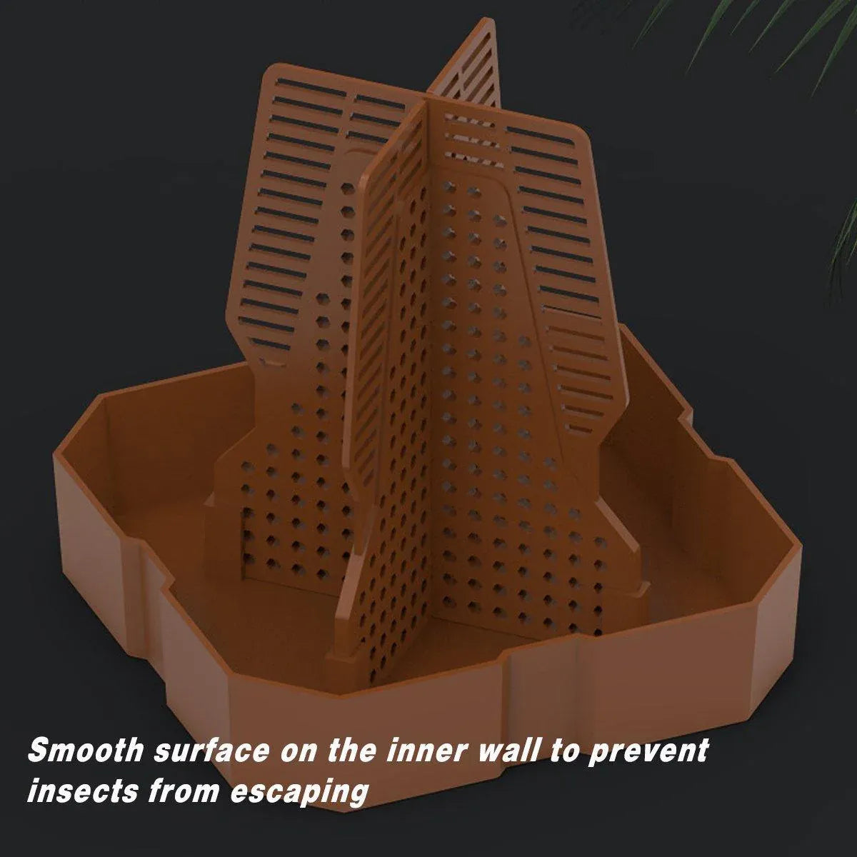 Reptile Anti Escape Feeding Basin Self Catch Feeder for Lizard Snake Pet Care - Brown-S