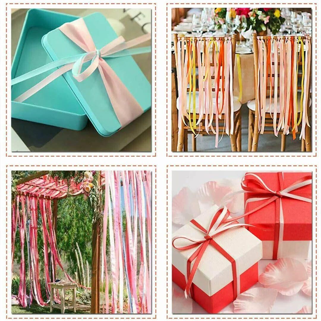 10mm Width Satin Hair Ribbon Wedding Party Decoration Gift Banquet 5m - Light Blonde