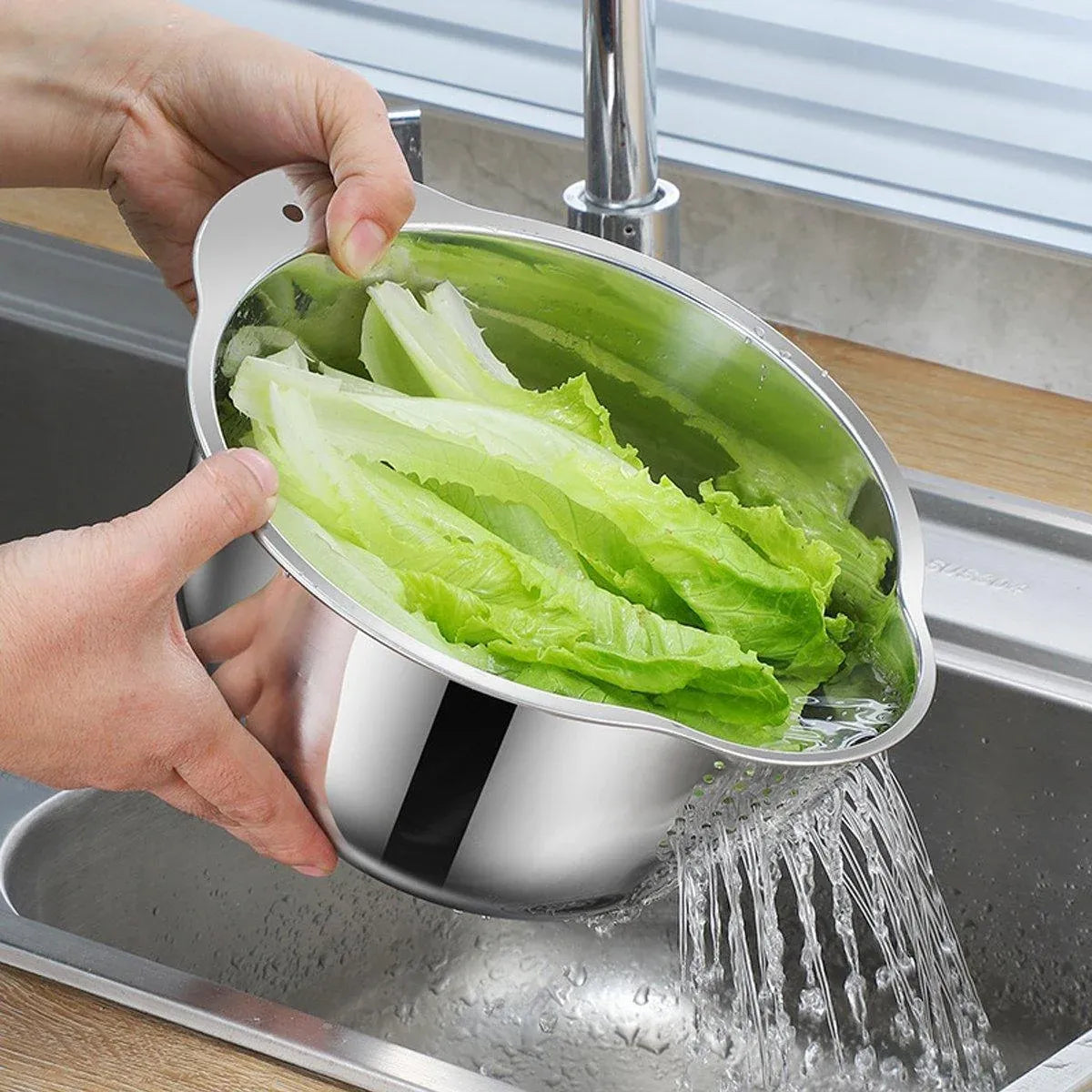 304 Stainless Steel Rice Washing Basin Multi-Purpose Kitchen Sieve Drain Basket