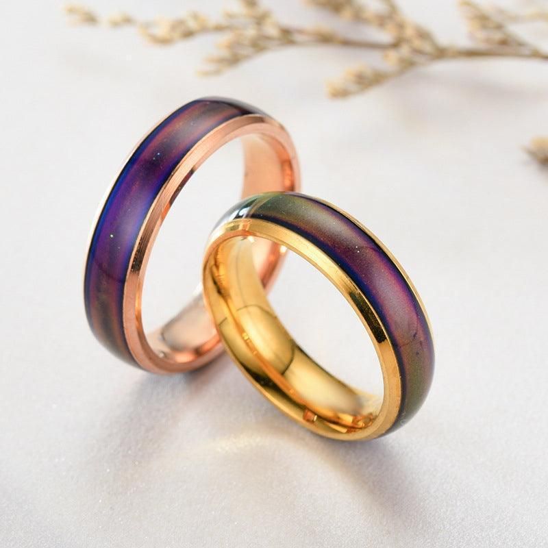 Mood Colour Changing Ring Temperature Sensitive Stainless Steel US Size 9 - Colourful