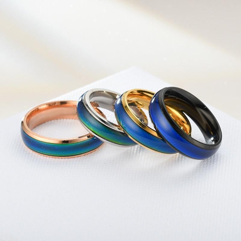 Mood Colour Changing Ring Temperature Sensitive Stainless Steel US Size 9 - Colourful