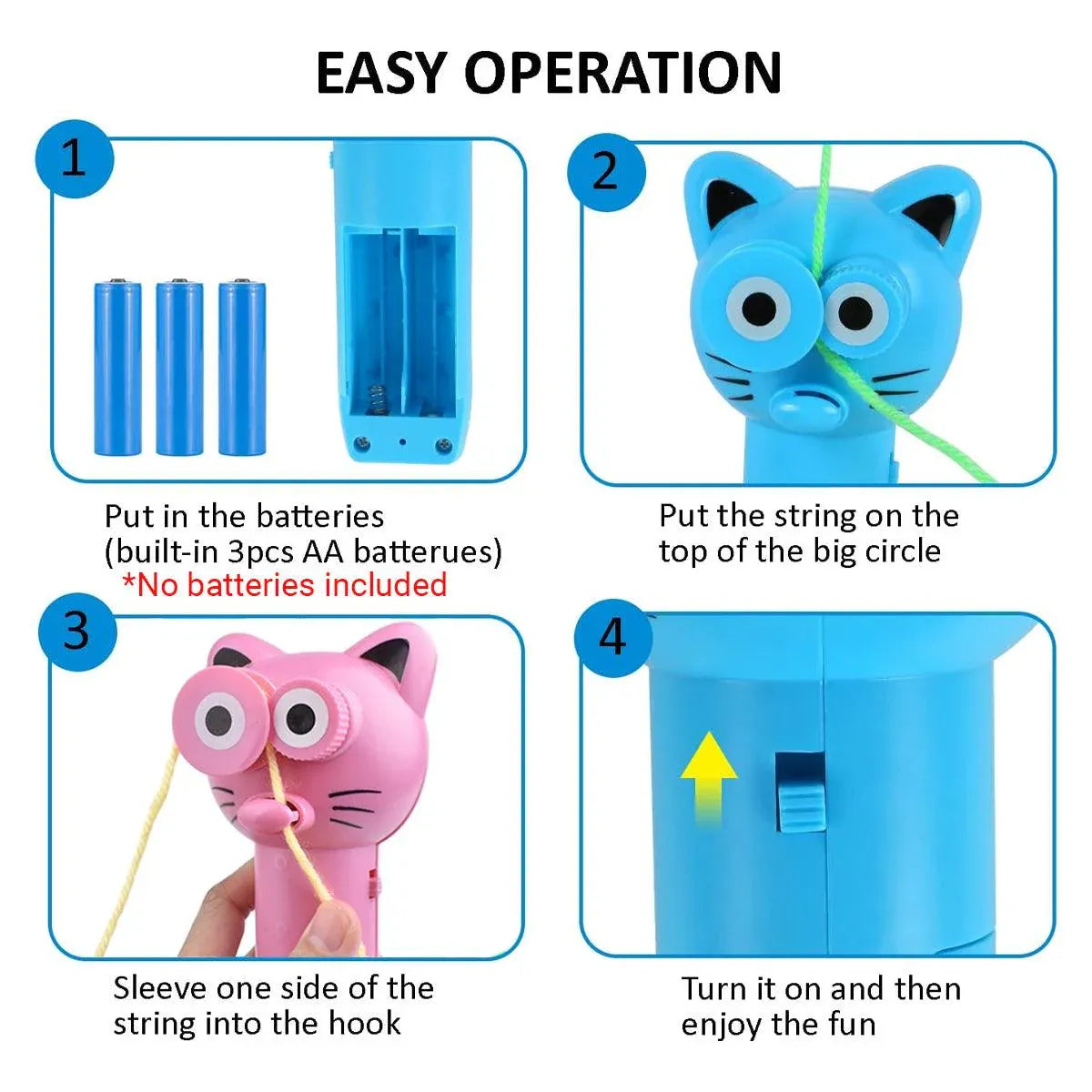 Interactive Rope Launcher Cat Toy for Play and Exercise Pet Teaser Toy for Cats - Pink