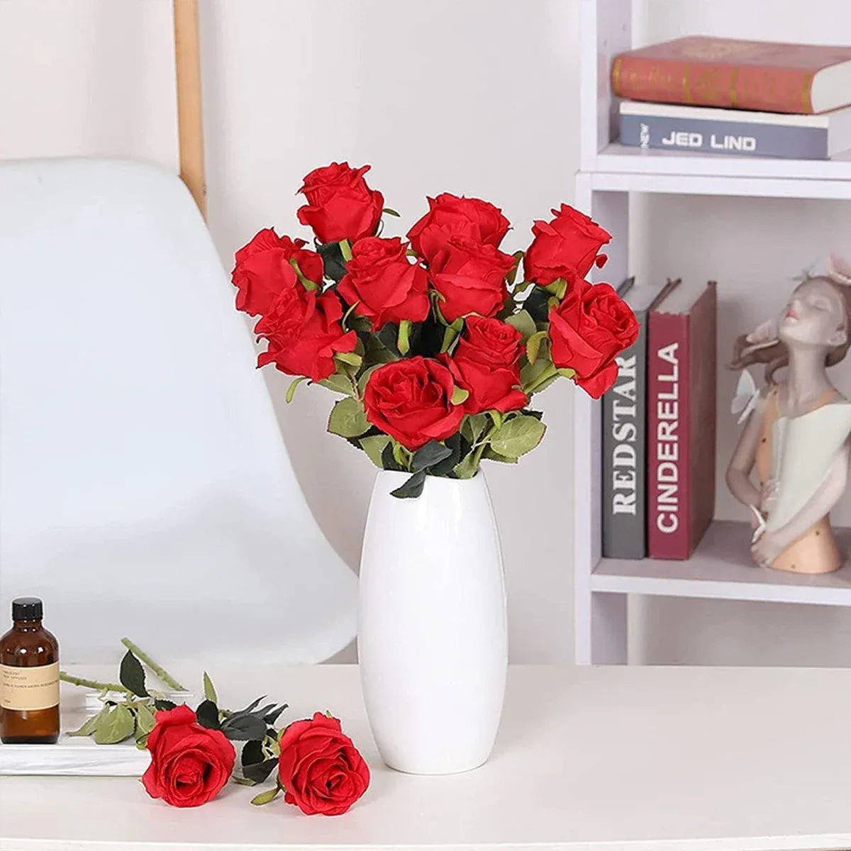 10pcs Artificial Silk Simulation Rose Flowers BLACK 04