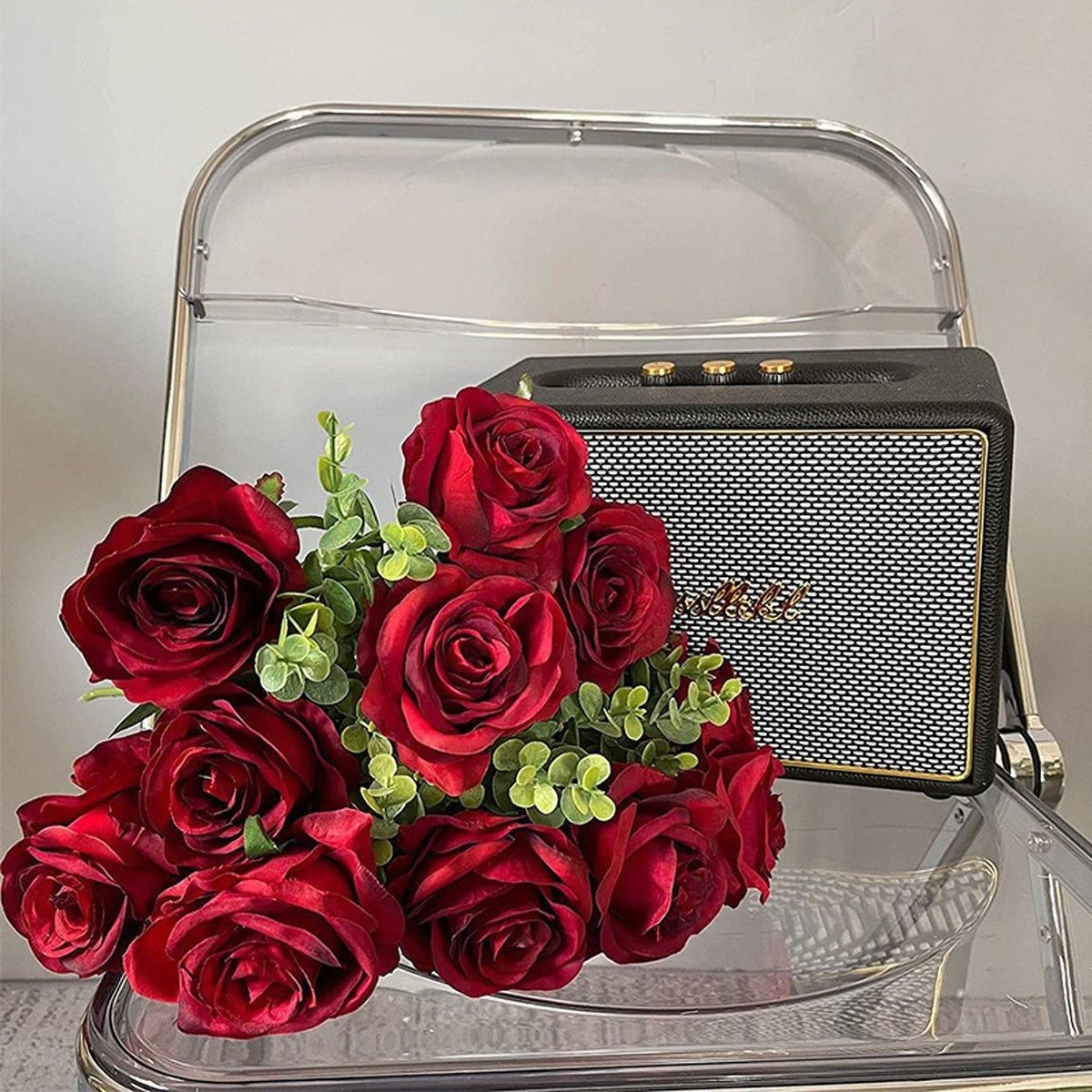 10pcs Artificial Silk Simulation Rose Flowers - Wedding Party Home Decorations - Black