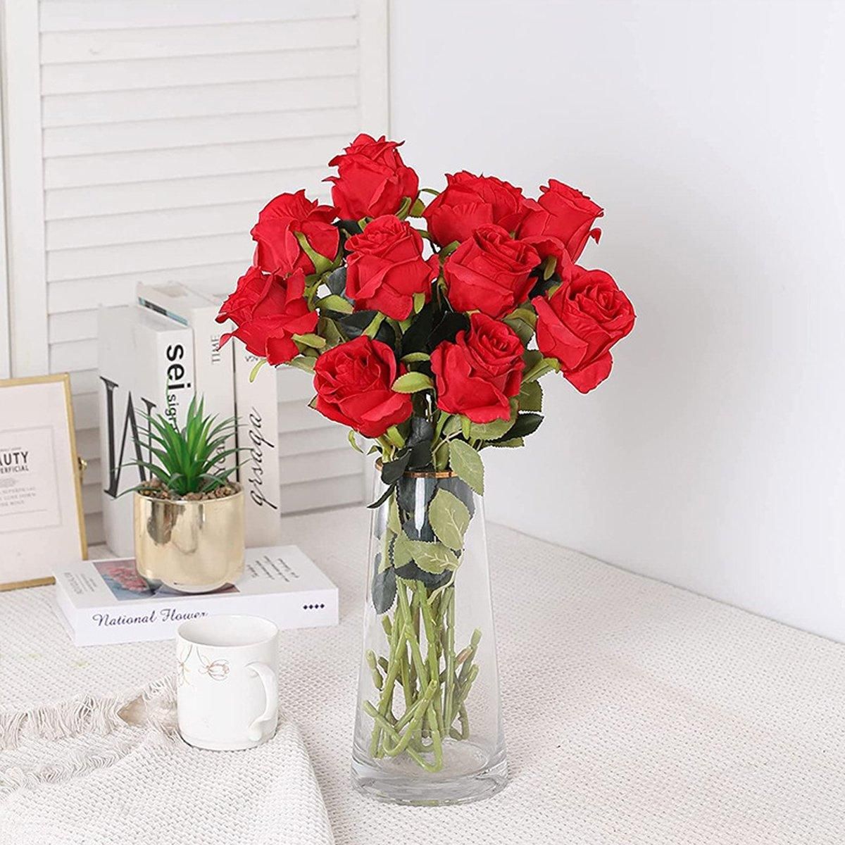 10pcs Artificial Silk Simulation Rose Flowers - Wedding Party Home Decorations - Dark-Blue