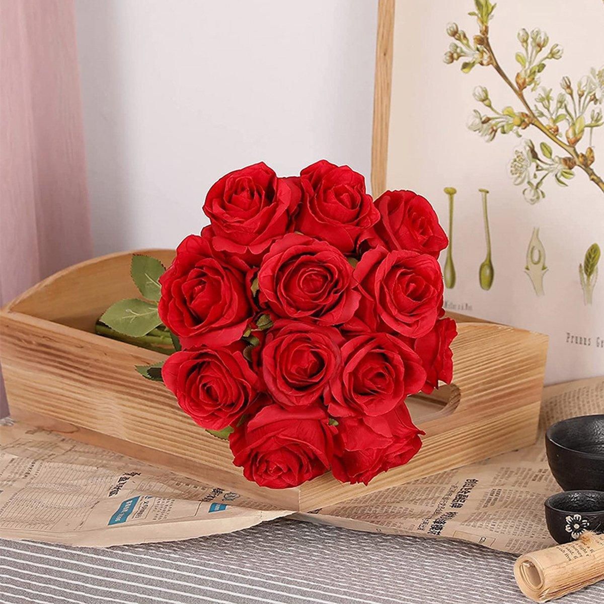 10pcs Artificial Silk Simulation Rose Flowers - Wedding Party Home Decorations - Dark-Blue