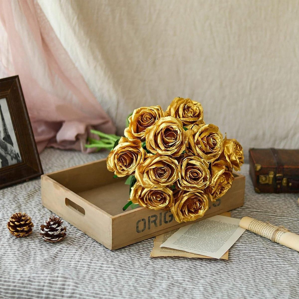 10pcs Artificial Silk Simulation Rose Flowers - Wedding Party Home Decorations - Light-Pink