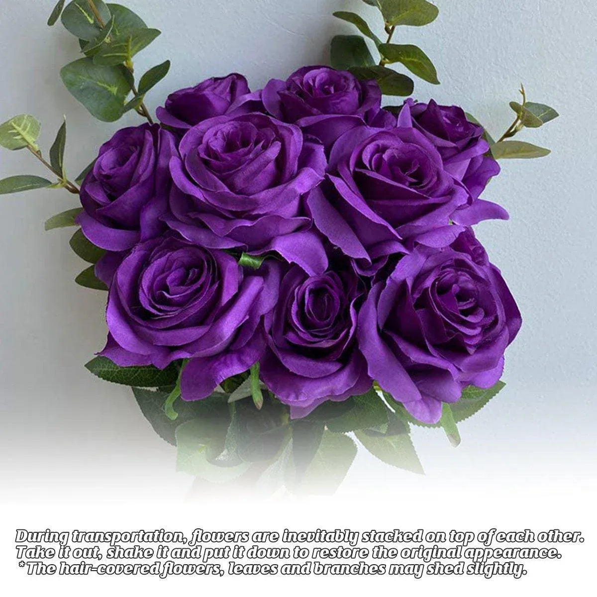 10pcs Artificial Silk Simulation Rose Flowers - Wedding Party Home Decorations - Silver