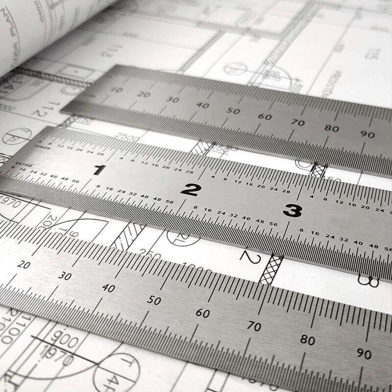 1/2 Pack Double-Sided Stainless Steel Precision Ruler (10cm, 15cm, 20cm) - 15cm *1 PCS