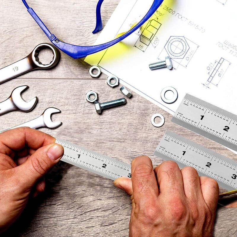 1/2 Pack Double-Sided Stainless Steel Precision Ruler (10cm, 15cm, 20cm) - 15cm *1 PCS