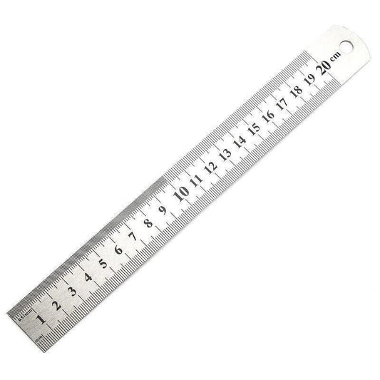 1/2 Pack Double-Sided Stainless Steel Precision Ruler (10cm, 15cm, 20cm) - 20cm *1 PCS