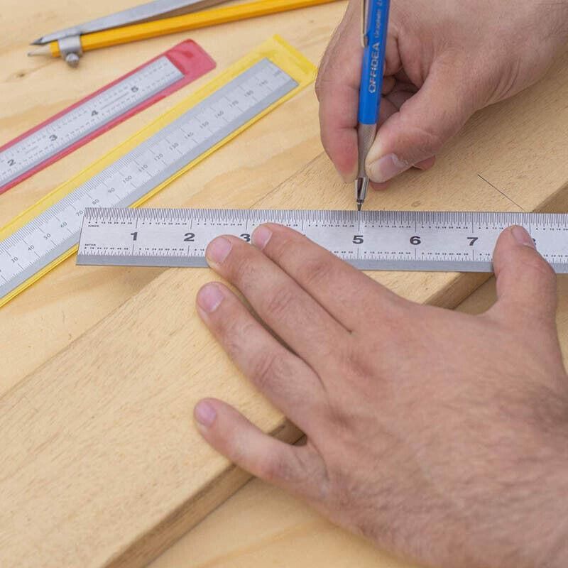 1/2 Pack Double-Sided Stainless Steel Precision Ruler (10cm, 15cm, 20cm) - 20cm *1 PCS