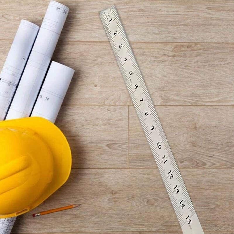 1/2 Pack Double-Sided Stainless Steel Precision Ruler (10cm, 15cm, 20cm) - 20cm *1 PCS