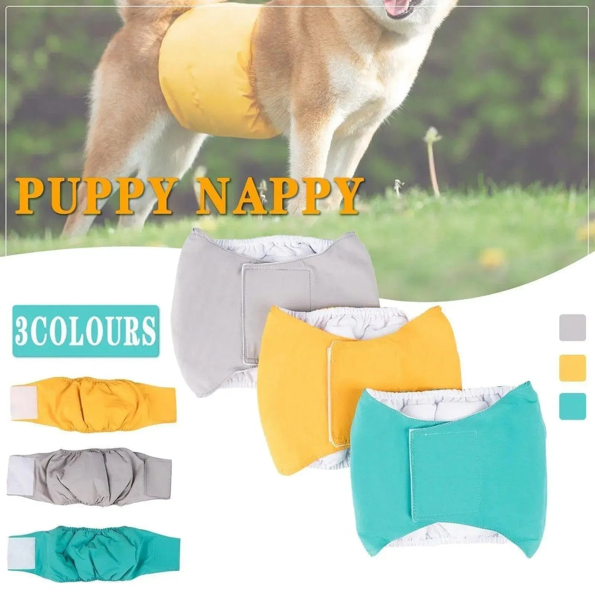 M Male Dog Puppy Nappy Diaper Belly Wrap Band Sanitary Pants Underpants - Grey
