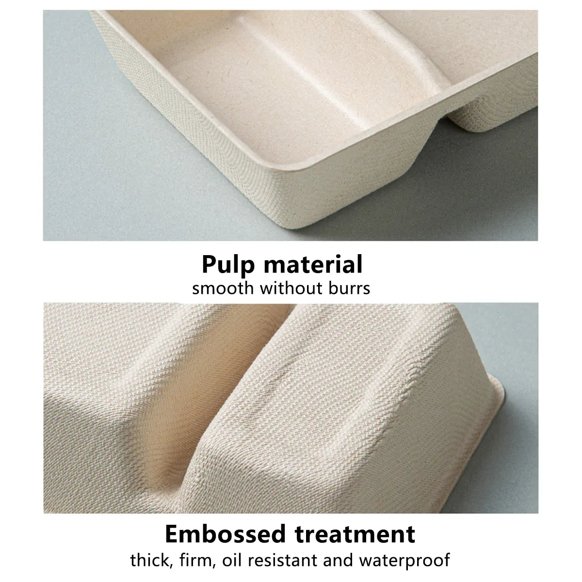 30PCS Disposable Pulp Three-Compartment Dip Box for Sushi BBQ Sauce Condiment - White