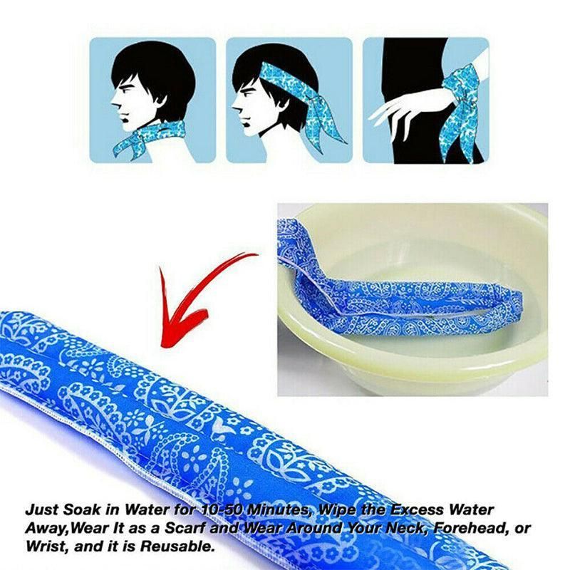 Bandana Headband Cooler Scarf Neck Ice Scarf Wrap Deluxe Outdoor Sport Cooling - Green