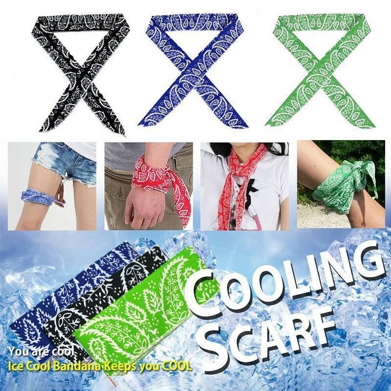 Bandana Headband Cooler Scarf Neck Ice Scarf Wrap Deluxe Outdoor Sport Cooling - Green