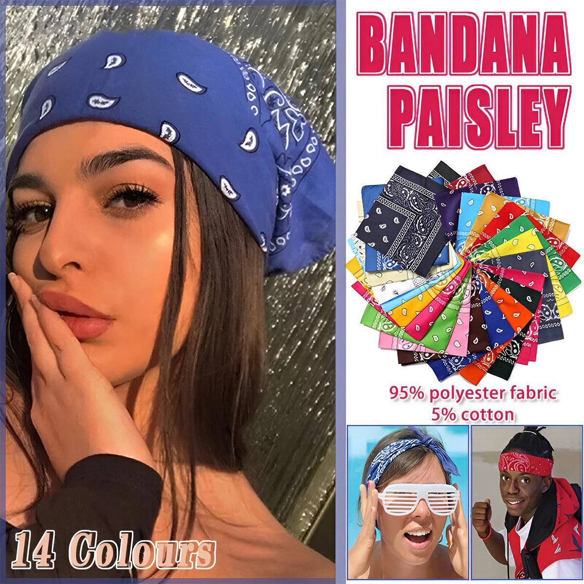 Paisley Bandana Scarf Head Wrap Face Neck Cover Summer Outdoor Fishing Headwear - White