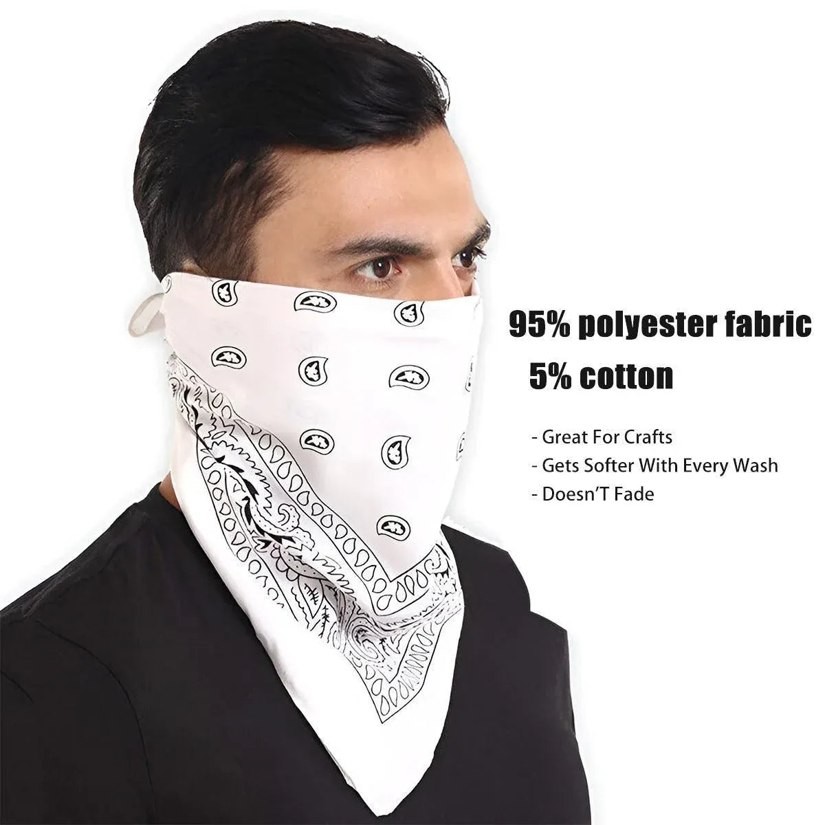 Paisley Bandana Scarf Head Wrap Face Neck Cover Summer Outdoor Fishing Headwear - White