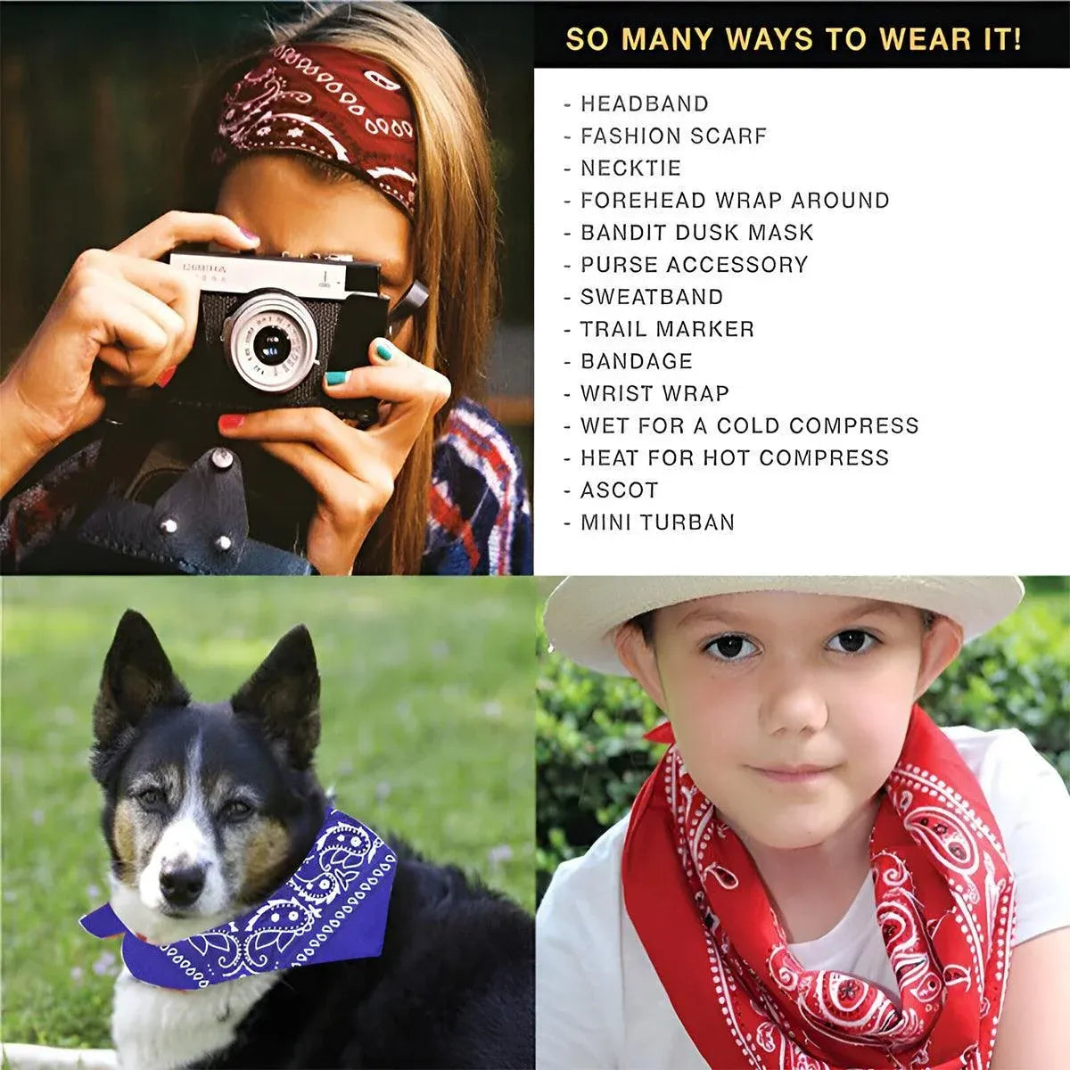 Paisley Bandana Scarf Head Wrap Face Neck Cover Summer Outdoor Fishing Headwear - White