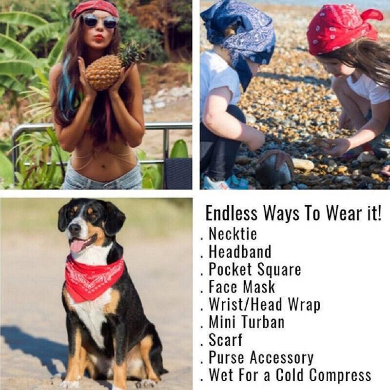 Paisley Bandana Scarf Head Wrap Face Neck Cover Summer Outdoor Fishing Headwear - White