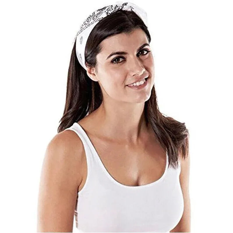 Paisley Bandana Scarf Head Wrap Face Neck Cover Summer Outdoor Fishing Headwear - White