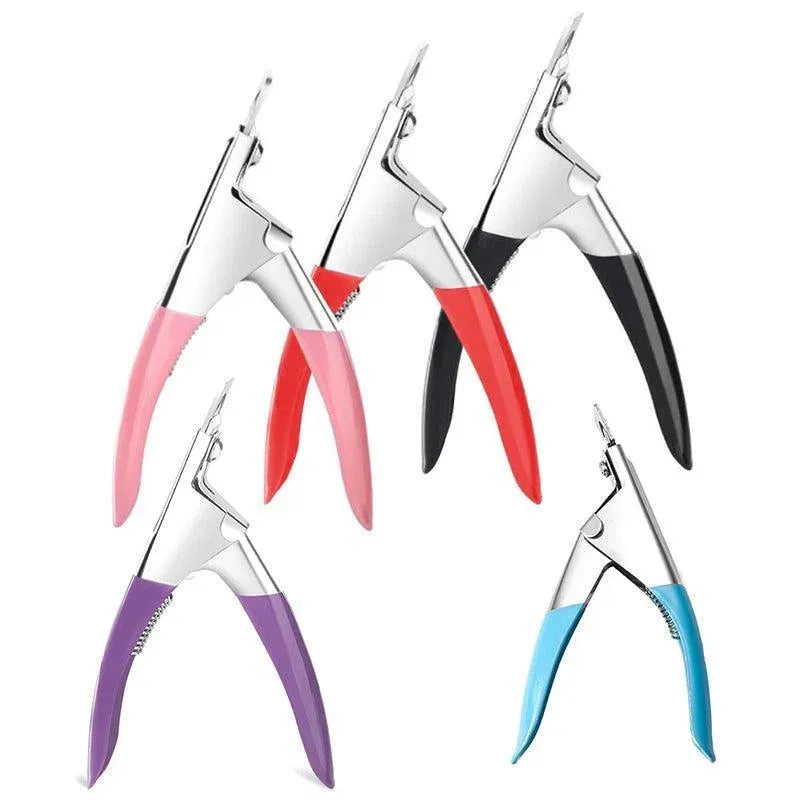 Acrylic Nail Tip Cutter False Nail Clipper U Shape Manicure Art Trimmer Tool - Pink