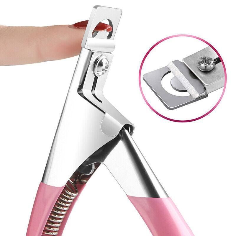 Acrylic Nail Tip Cutter False Nail Clipper U Shape Manicure Art Trimmer Tool - Pink