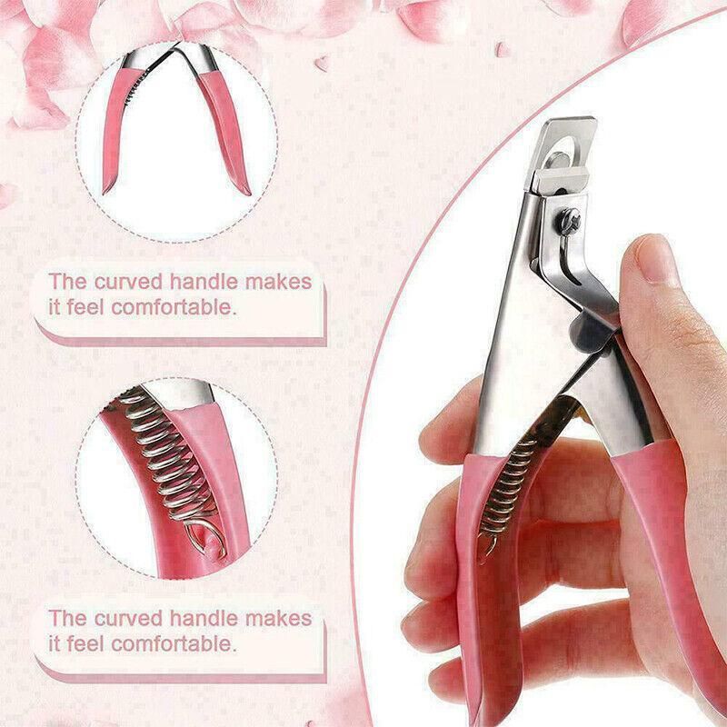 Acrylic Nail Tip Cutter False Nail Clipper U Shape Manicure Art Trimmer Tool - Pink