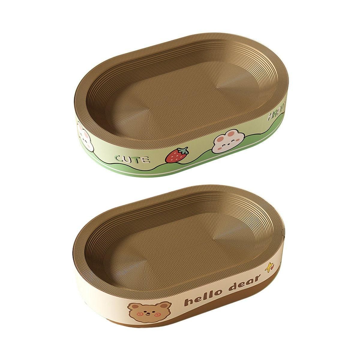 Extra-Large Oval Cat Scratching Board Durable Pet Toy Cat Kittens Wear Resistant - Bear