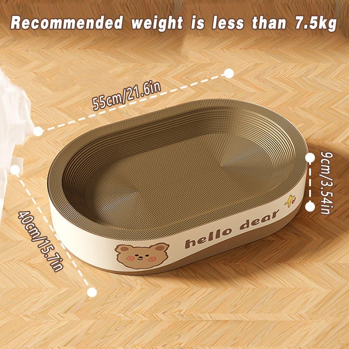 Extra-Large Oval Cat Scratching Board Durable Pet Toy Cat Kittens Wear Resistant - Bear
