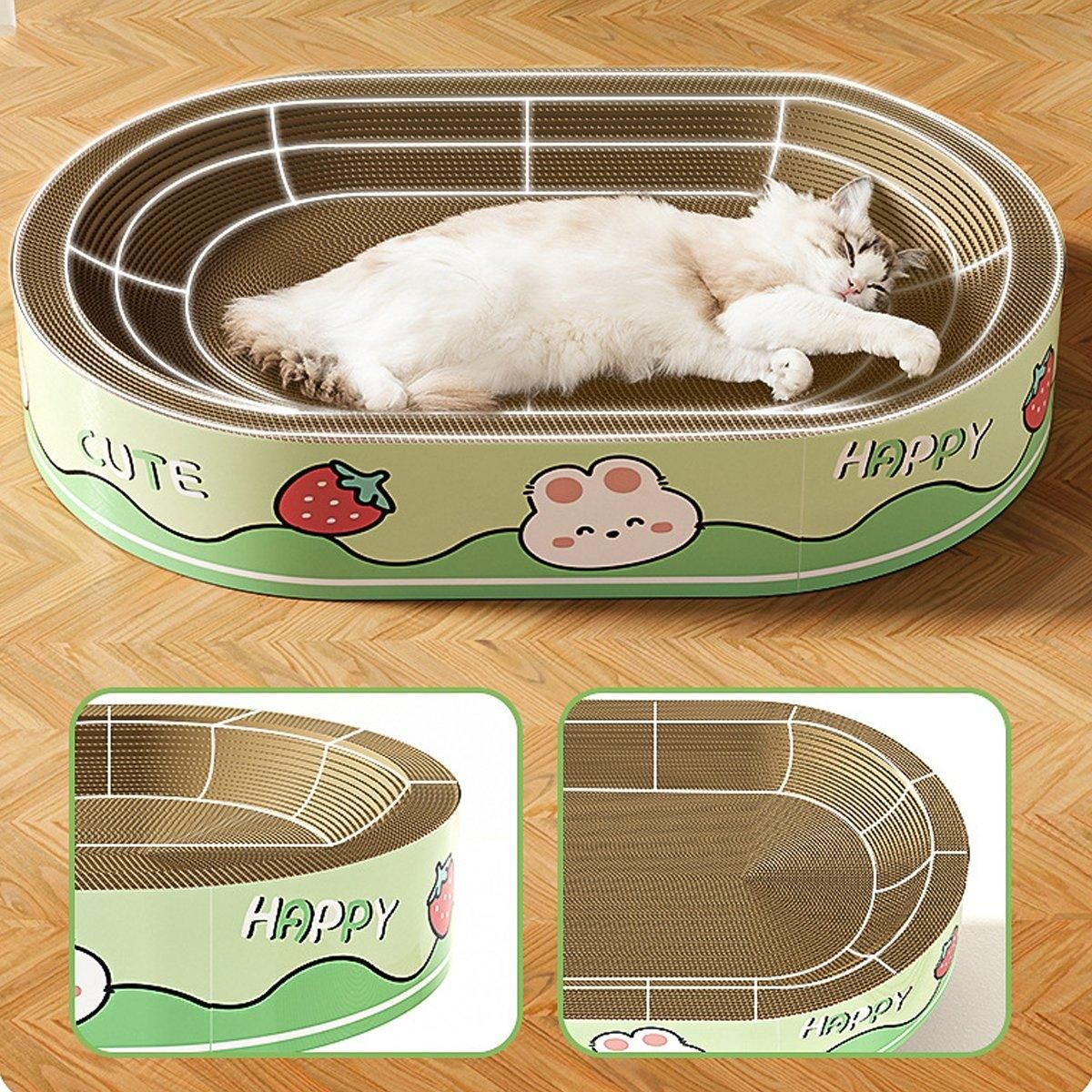 Extra-Large Oval Cat Scratching Board Durable Pet Toy Cat Kittens Wear Resistant - Bear