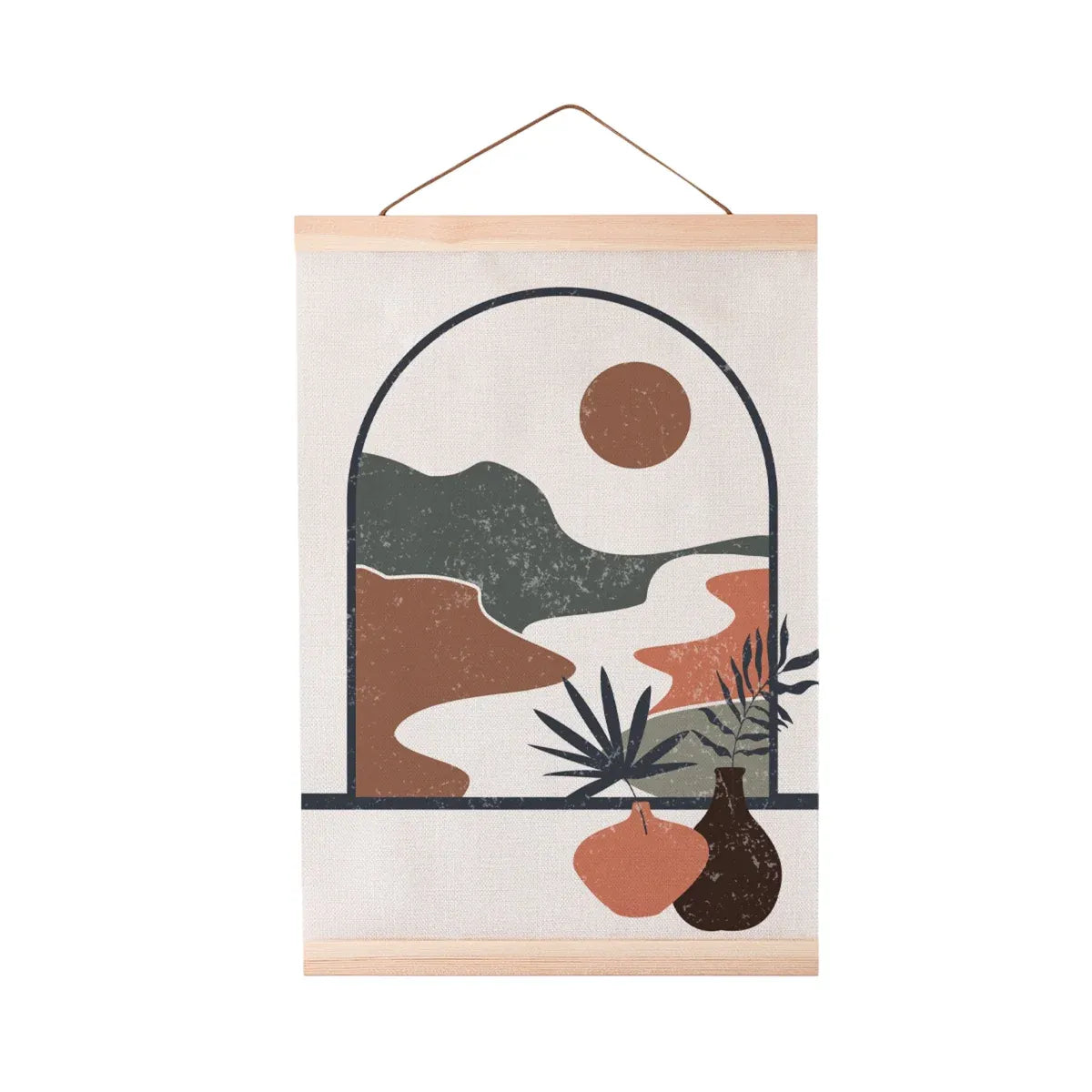 Scroll Painting with Solid Wood Hanger Traditional Chinese Style For Home Decor