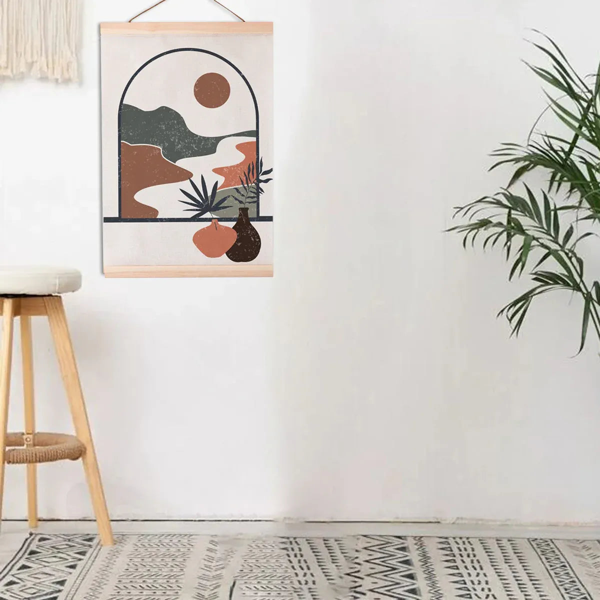 Scroll Painting with Solid Wood Hanger Traditional Chinese Style For Home Decor