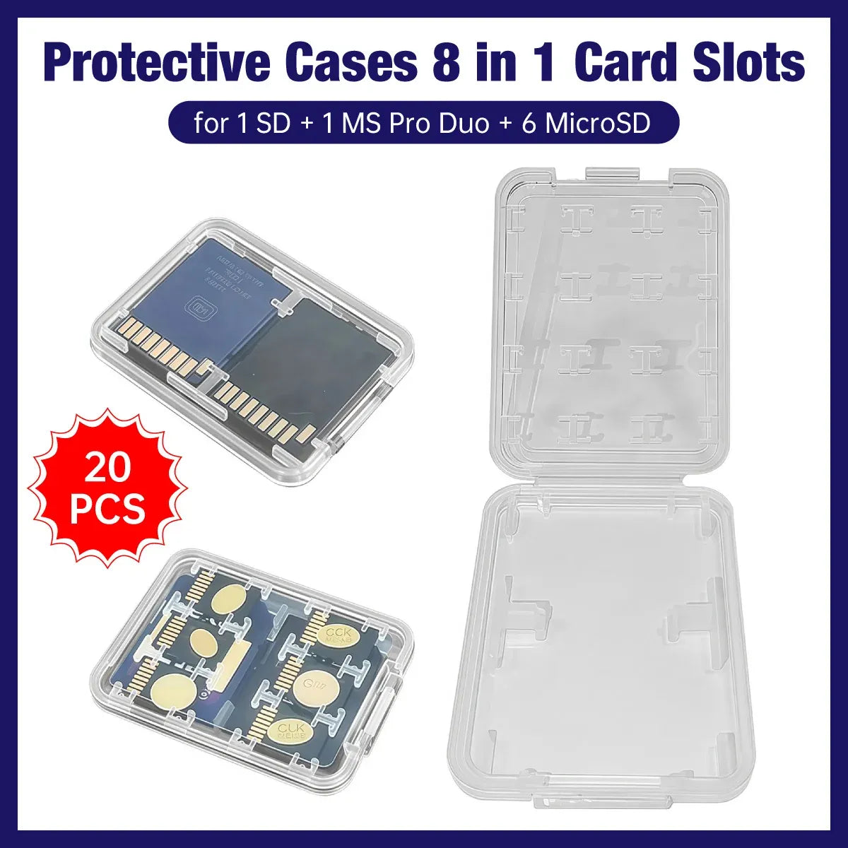 20PCS 8 in 1 Protective Case for Smartphones Camera with Multiple Card Slots