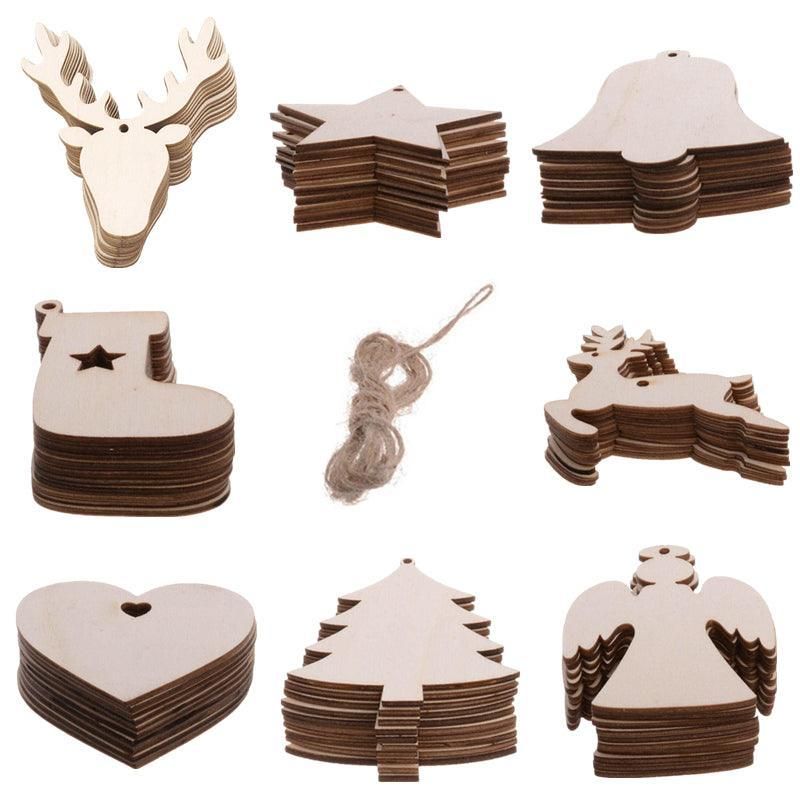 Wooden Christmas Hanging Ornament for Tree DIY Craft Decoration 10pcs - Christmas Tree