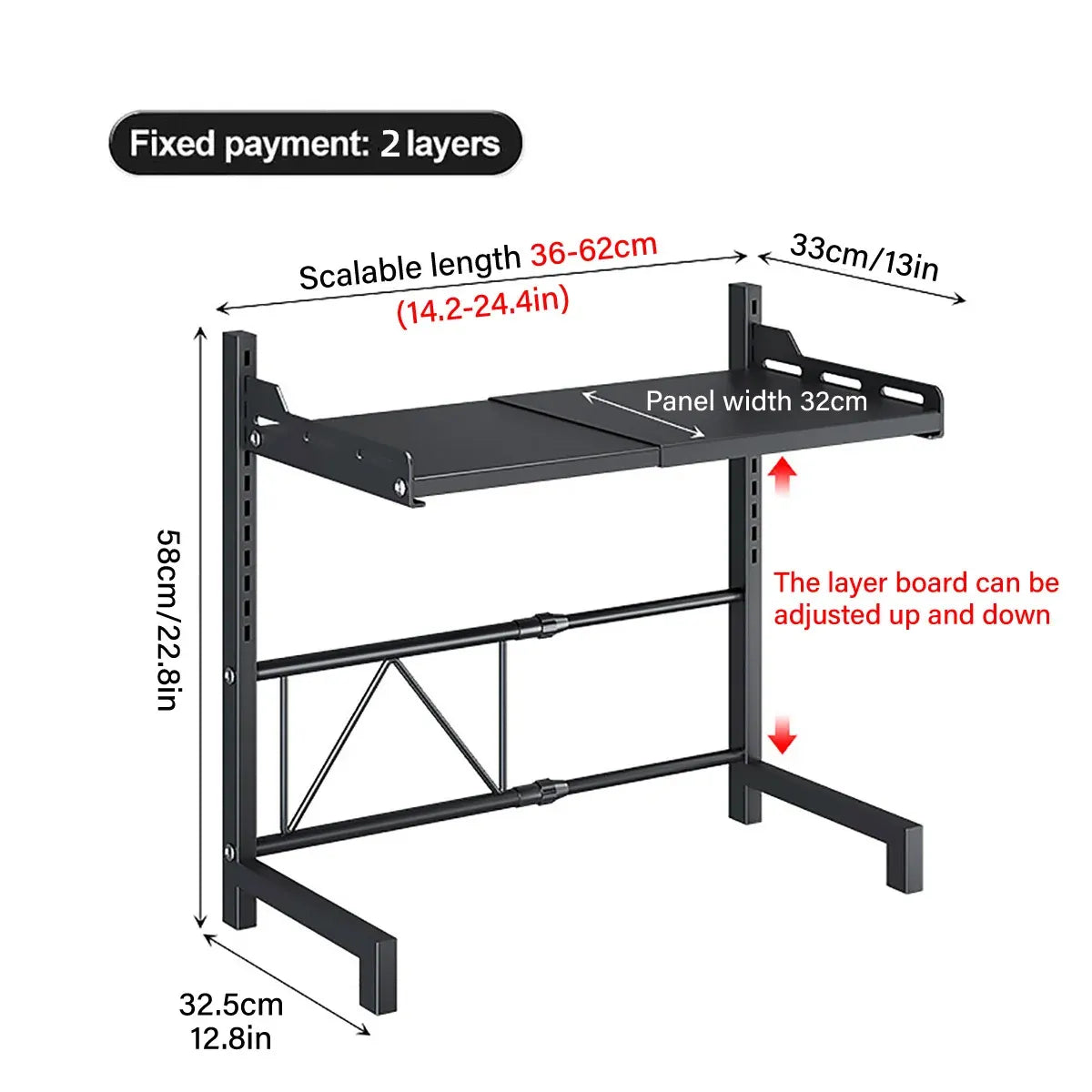 2/3Tier Microwave Oven Stand Rack Shelf Condiment Kitchen Holder Cabinet Storage - White 2-Layer