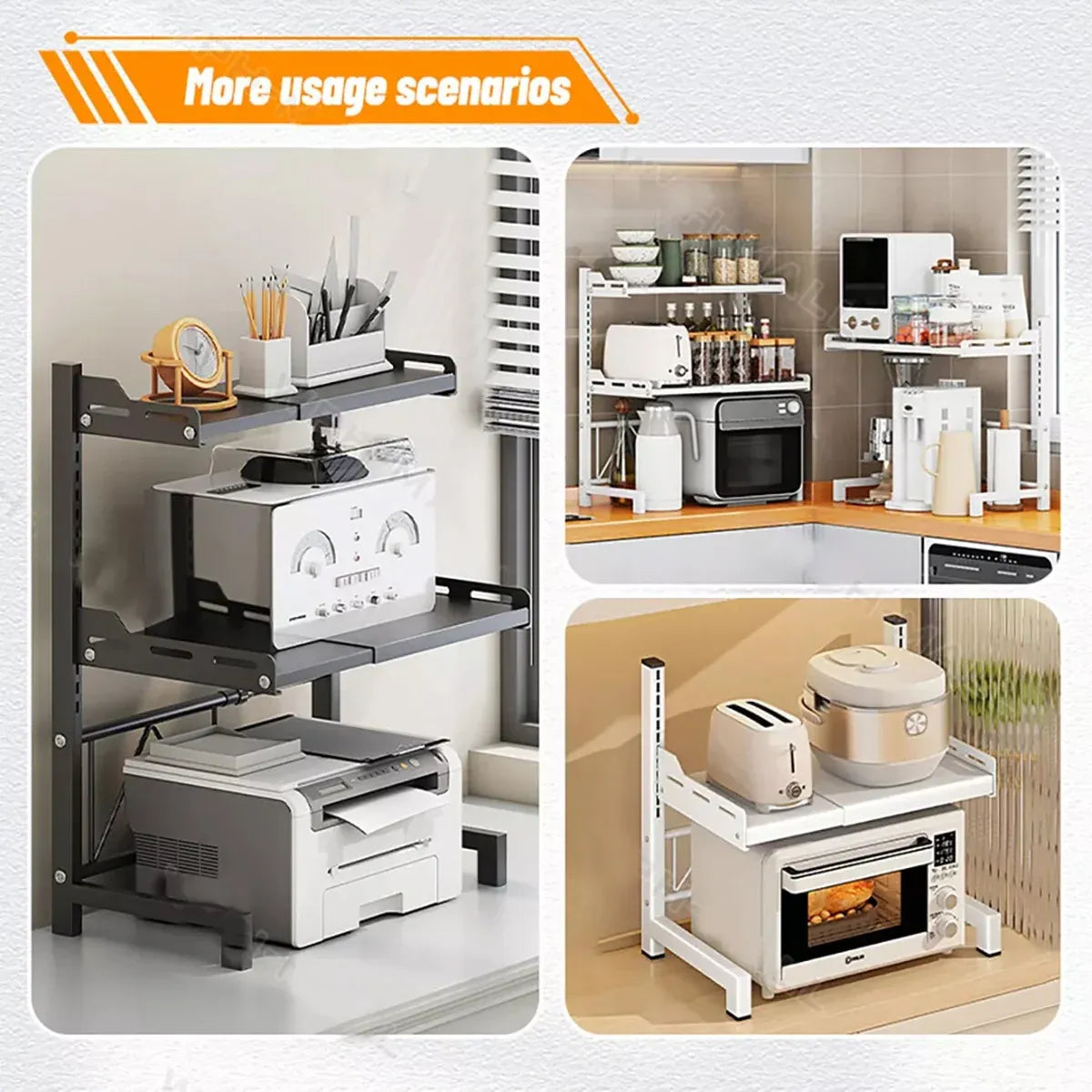 2/3Tier Microwave Oven Stand Rack Shelf Condiment Kitchen Holder Cabinet Storage - White 2-Layer