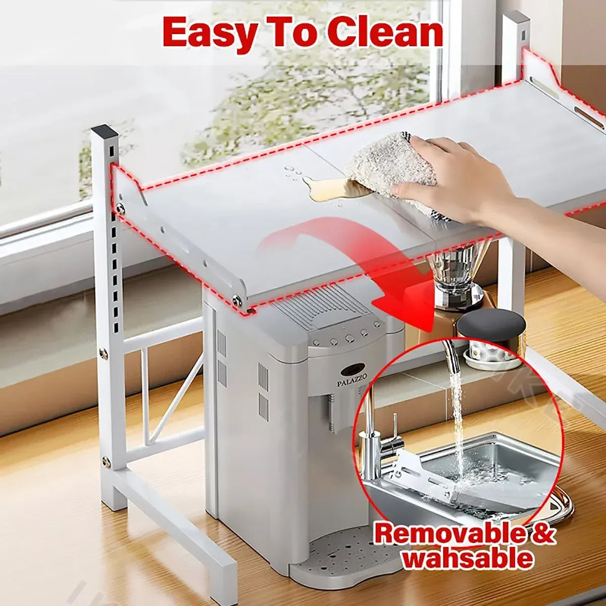2/3Tier Microwave Oven Stand Rack Shelf Condiment Kitchen Holder Cabinet Storage - White 2-Layer