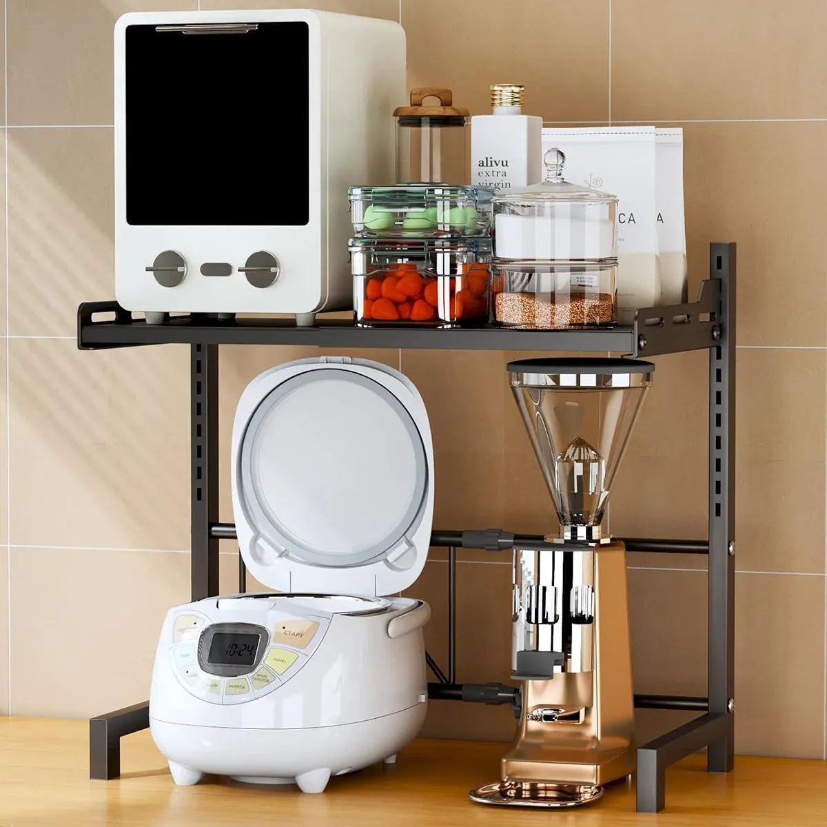 2/3Tier Microwave Oven Stand Rack Shelf Condiment Kitchen Holder Cabinet Storage - White 2-Layer