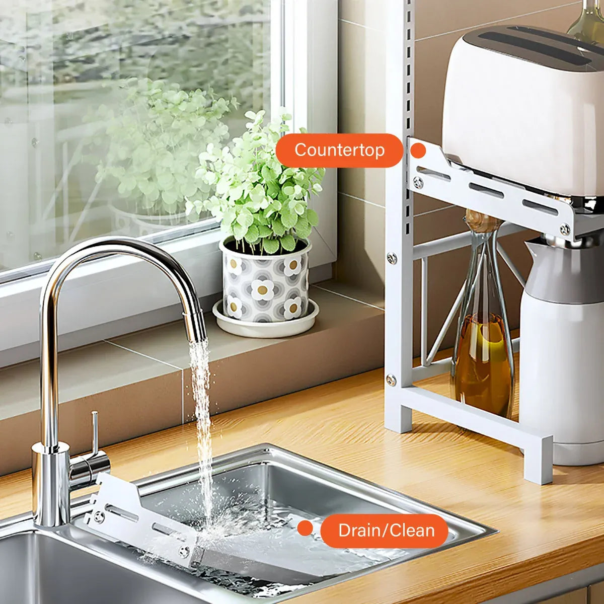 2/3Tier Microwave Oven Stand Rack Shelf Condiment Kitchen Holder Cabinet Storage - Grey 3-Layer