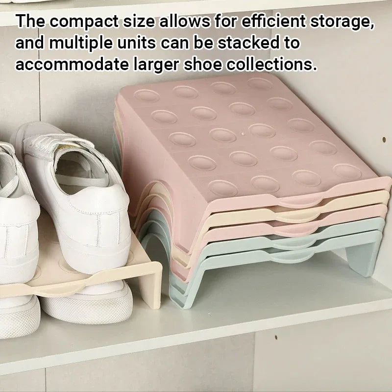 5pcs Double Layer Shoe Rack Simple Storage Organizer Space Saving Shoe Holder - Blue