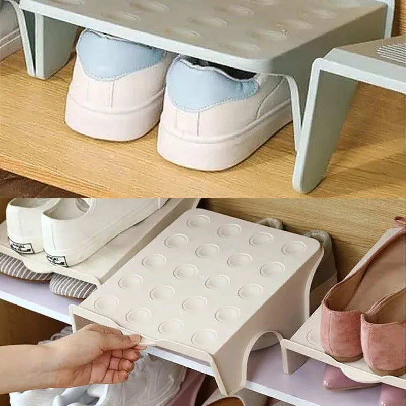 5pcs Double Layer Shoe Rack Simple Storage Organizer Space Saving Shoe Holder - Pink