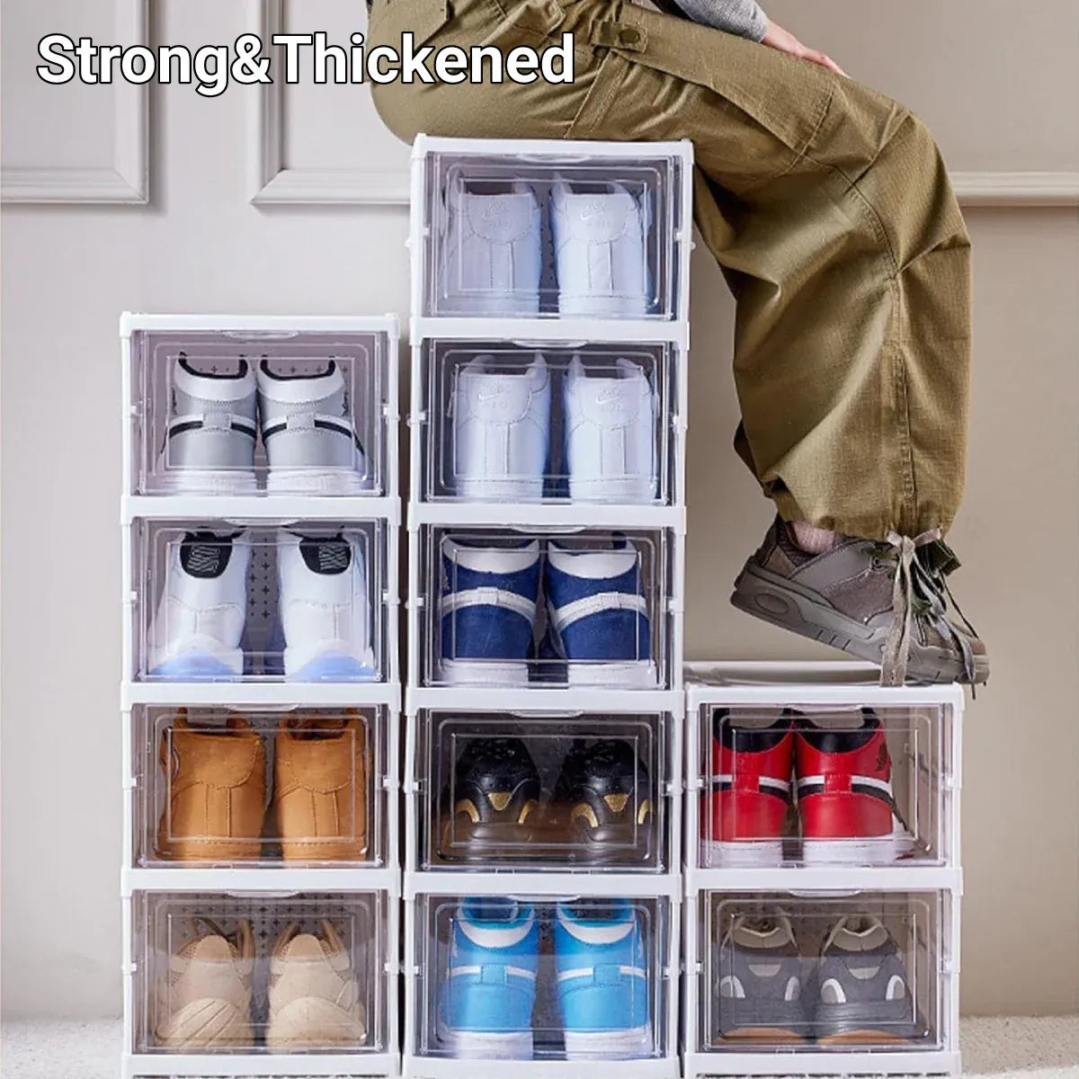 Transparent Box Shoe Rack Easy Assemble Shoe Box Foldable Rack 3/6 Layers Storage Transparent Dr ...