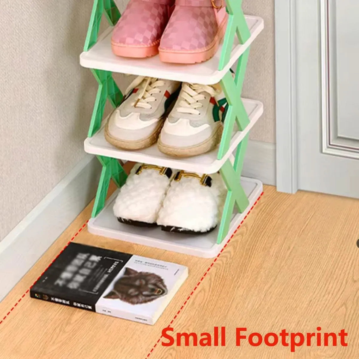 6/7 Tier Shoe Rack Space Saving Small Shoe Cabinet Storage Shelf Organizer - Blue-6 Layer