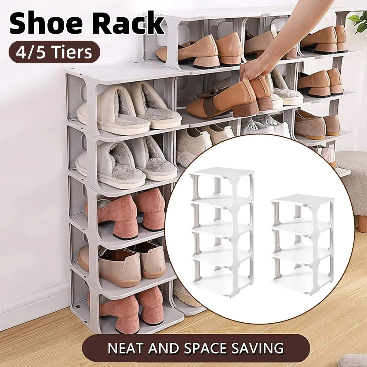 4/5Tier Shoe Rack Organizer Shelf Space Saving Storage Stand For Entryway Home - 5-Tier
