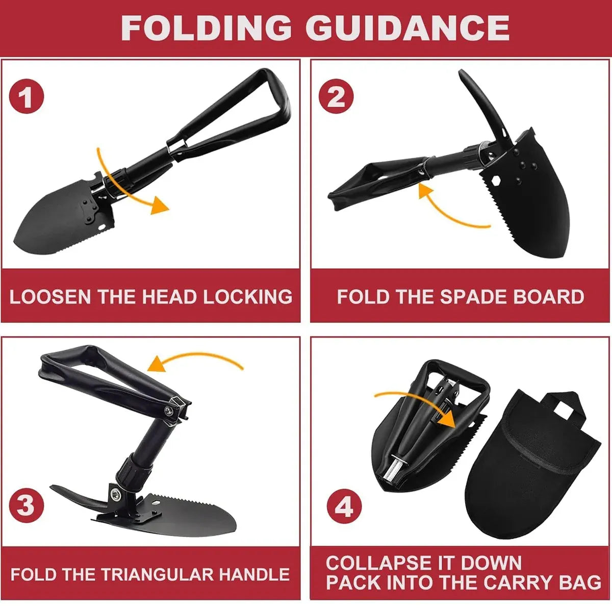 Folding Survival Shovel Outdoor Camping Emergency Tool For Hiking Fishing Rescue Gear