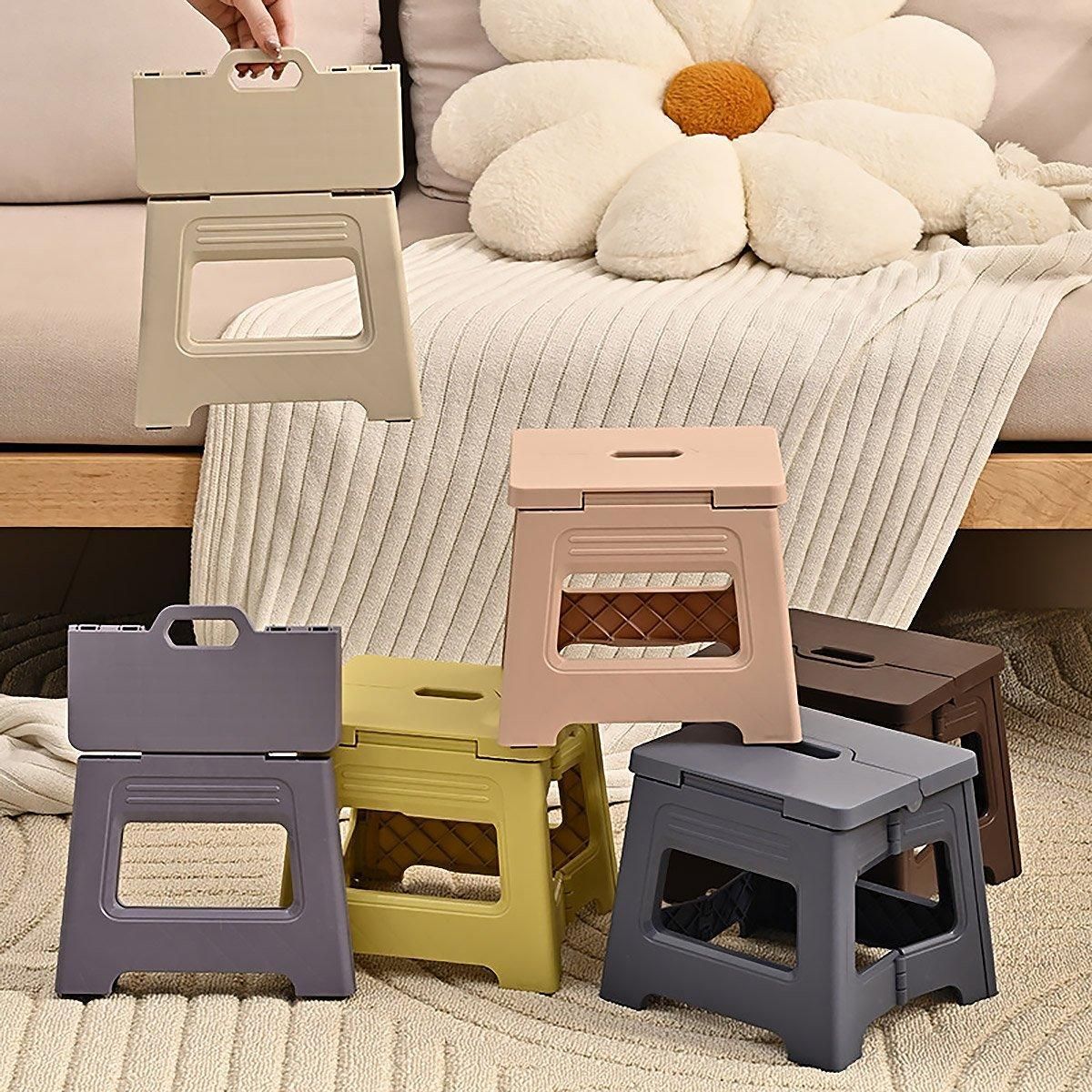 Portable Adjustable Folding Plastic Stool Retractable Outdoor Fishing Chair - Purple