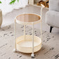 Movable Side Table Rolling Caster Wheels 2 Tier for Living Room