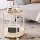 Movable Side Table Rolling Caster Wheels 2 Tier for Living Room